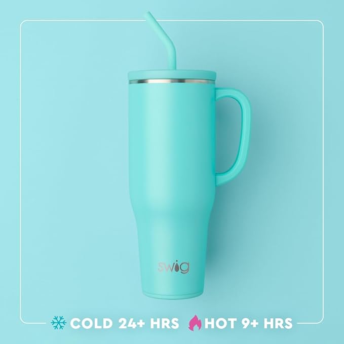 Swig Life 40oz Mega Mug, 40oz Tumbler with Handle and Straw, Extra Large Insulated Tumblers, Cup Holder Friendly Travel Mug (Iowa)