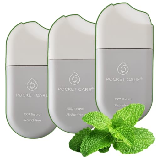 POCKET CARE | 3 Pack Peppermint Hand Cleanser Moisturizing Spray 1.5 Fl OZ- for Hands | Organic | Travel Size - Travel Accessories | 100% natural