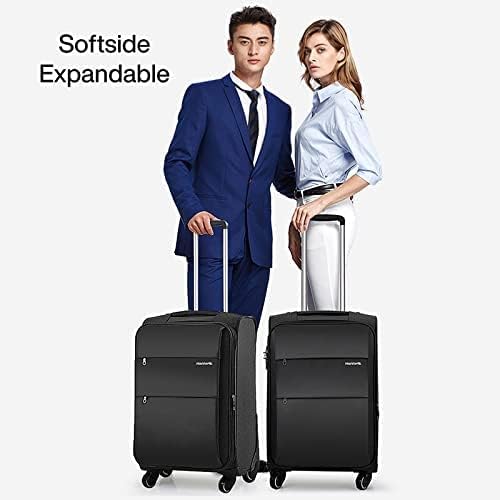 Hanke 20/24/28 Inch 3 Piece Luggage Set with Spinner Wheels Expandable Luggage Large Suitcases with Wheels Softside Checked Luggage Rolling Suitcase with Lock Lightweight Travel Luggage.(Dark Gray)