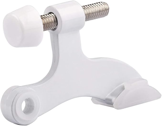 HOMOTEK 12 Pack Hinge Pin White Door Stopper,Adjustable Deluxe Heavy Duty Door Stopper 2-1/2"x1-3/4”,with White Rubber Bumper Tips