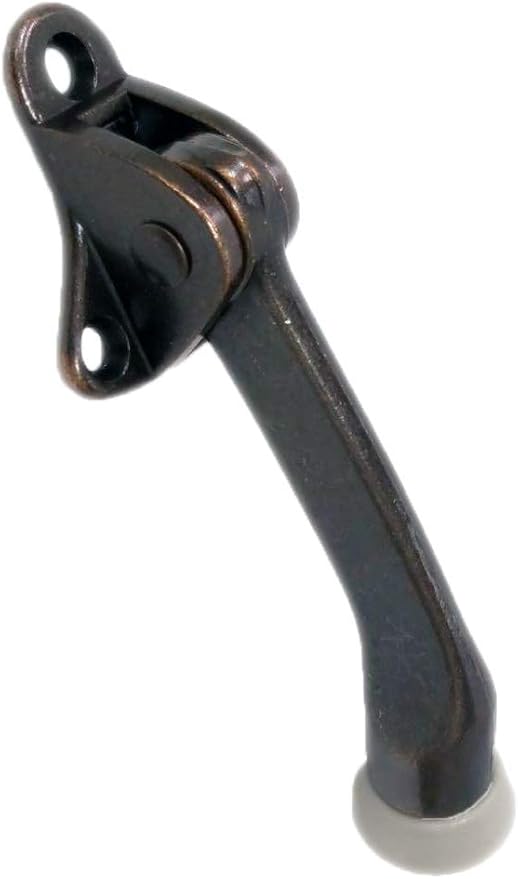 QCAA Heavy Duty Kickdown Door Holder, 4", Zinc Die Cast, Antique Copper, Made in Taiwan