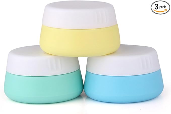 EZY DOSE Silicone Jar, Multi-Purpose Travel-Sized Container, Washable and Reusable, Versatile and Durable Container for Storage, Jewelry Holder Organizer, Blue, Yellow, and Green, BPA Free, 3-Pack