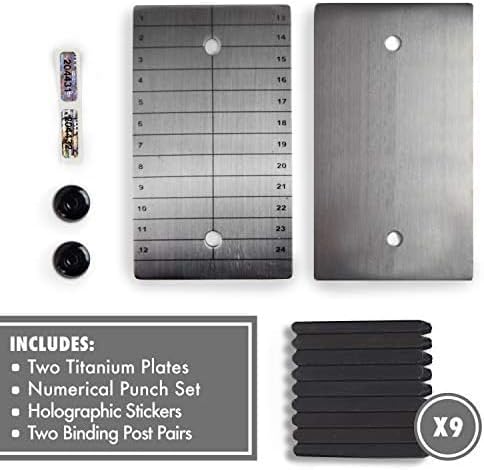 ColdTi - Titanium Bitcoin Seed Plates for Ultra-Secure Ethereum and Crypto Seed Phrase Storage (2 Plates, Numerical Punch Set & Seals) - Premium Seed Phrase Metal - Numerical Punch Set Included