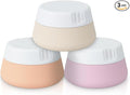 EZY DOSE Silicone Jar, Multi-Purpose Travel-Sized Container, Washable and Reusable, Versatile and Durable Container for Storage, Organizing and Preserving, Pink, Beige, and Peach, BPA Free, 3-Pack