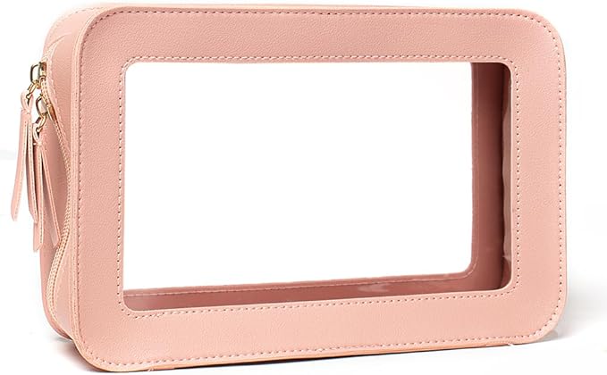 Clear Makeup Bag Small, TSA Approved Portable Toiletry Bag with Zipper Cosmetic Travel Bag Makeup Organizer Case Mini Makeup Pouch for Purse Car Organizer Bag for Women Men