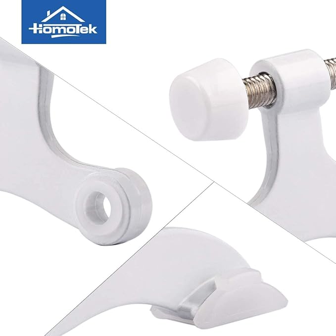 HOMOTEK 4 Pack Hinge Pin White Door Stopper,Adjustable Deluxe Heavy Duty Door Stopper 2-1/2"x1-3/4”,with White Rubber Bumper Tips