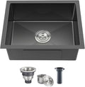 20-inch Undermount Kitchen Sink Black, T304 Stainless Steel Single Bowl Kitchen Sink Undermount, 9-inch Deep Sink Bowl Small Bar Sink, D20"xW16"xH9"