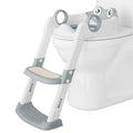 Potty Training Seat with Step Stool Ladder, Toddler Toilet Seat with PU Cushion, Adjustable 5-Level Height, Foldable Potty Training Toilet for Kids Boys Girls, Anti-Slip Pads Ladder