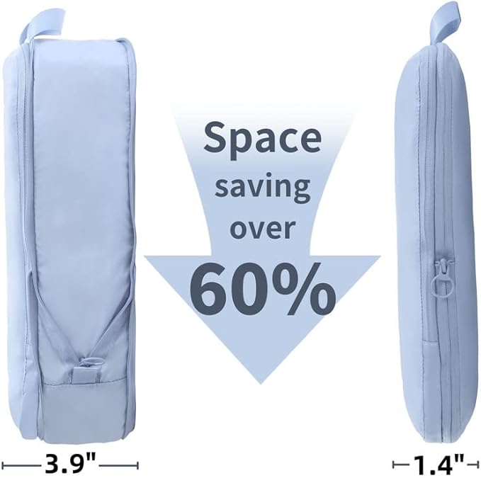 tianzong Compression Packing Cubes for Suitcases, Luggage Organizer Bags Set for Travel (Beige, 2 Pack Medium)