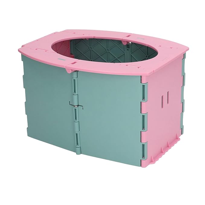 Portable Lightweight Foldable Toddler Potty Baby Toilet Camping Travel (Green Pink)