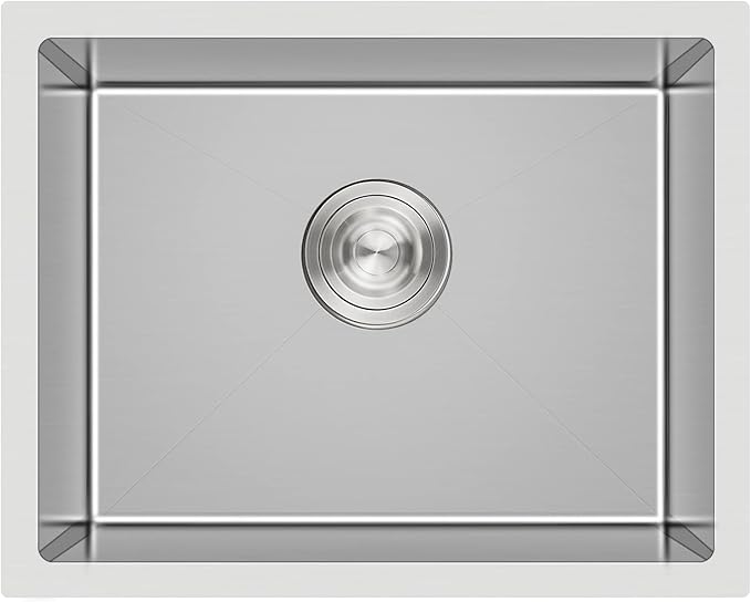 20 x 16 Inch Undermount Kitchen Sink, 304 Stainless Steel Single Bowl Small Kitchen Bar Sink Undermount, Brushed Nickel
