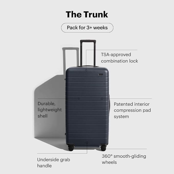 Away Large Trunk Luggage, 31 Inch Hardside Suitcase with Spinner Wheels, Lightweight & Durable, TSA Lock, Ideal for Long Trips, Navy Blue