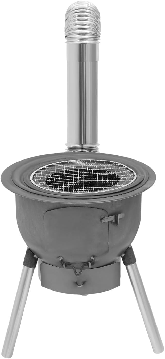 Camping Stove, Wood Burning Stove, Portable Grill Barbecue Cooking Grate and Cooktop with 3 Size Stove Rings, Multi-Functional Firewood Stove for Outdoor, Fishing, Hiking