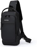 Sling Bag for Men Anti-theft USB Crossbody Shoulder Backpack Purse Waterproof PU Leather Chest Bag Travel Daily Use