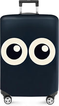 ANNA QUEEN Navy Blue Cartoon Eyes Luggage Cover, Funny Suitcase Protector for 24-26 Inch Luggage, Stretchable & Washable Travel Cover, Cute, Durable & Easy to Spot