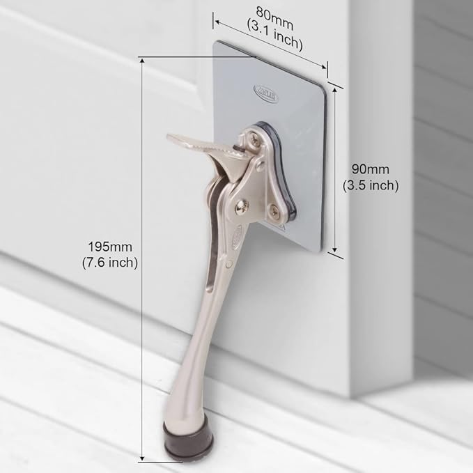 One-Touch Doorstop Adhesive Bracket (Black, 6inch x 2pack)