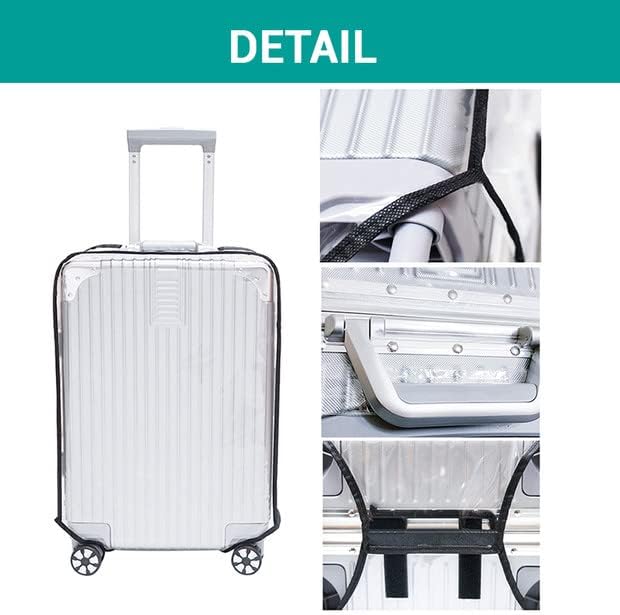 Tangaburu Clear Suitcase Cover - 20 24 26 28 30 Inch Waterproof PVC Suitcase Cover - Transparent Travel Suitcase Wrap - Protective Cover Case for Wheeled Luggage (28-Inch)