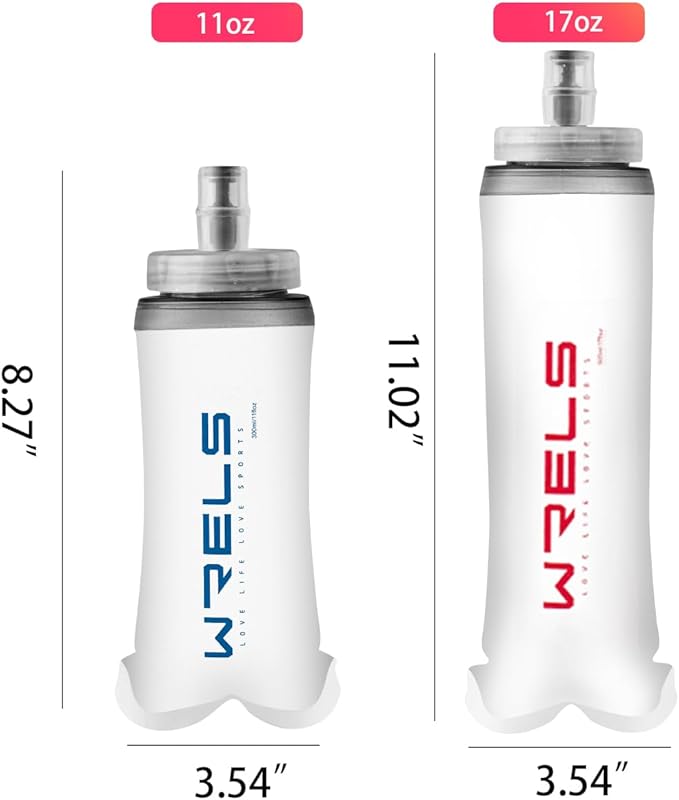Soft Flasks Soft Running Water Flask Collapsible Soft Water Bottles Small BPA-Free for Sports Hiking Hydration Pack 500 ml/17oz，300 ml/10oz（500ml,red）