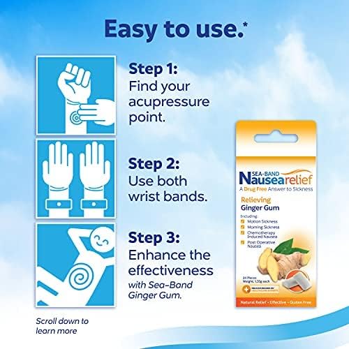 Sea-Band Anti-Nausea Acupressure Wristband for Motion & Morning Sickness, Pack of 2 Sets