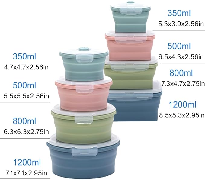 Collapsible Silicone Food Storage Container Set (INDIGO)