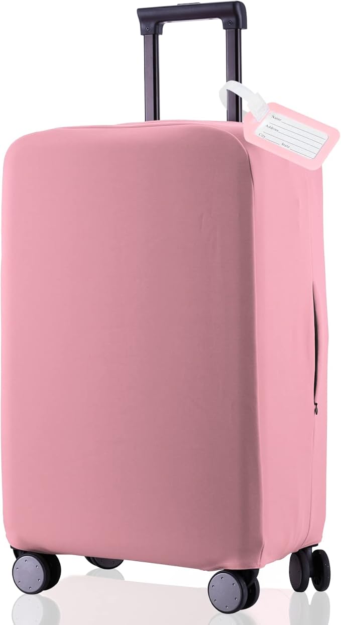 Travel Luggage Cover Suitcase Protector Scratch-Resistant Fit 19-31 Inch Suitcase, Not Included Suitcase (Pink, 2XL(30-31 inch))