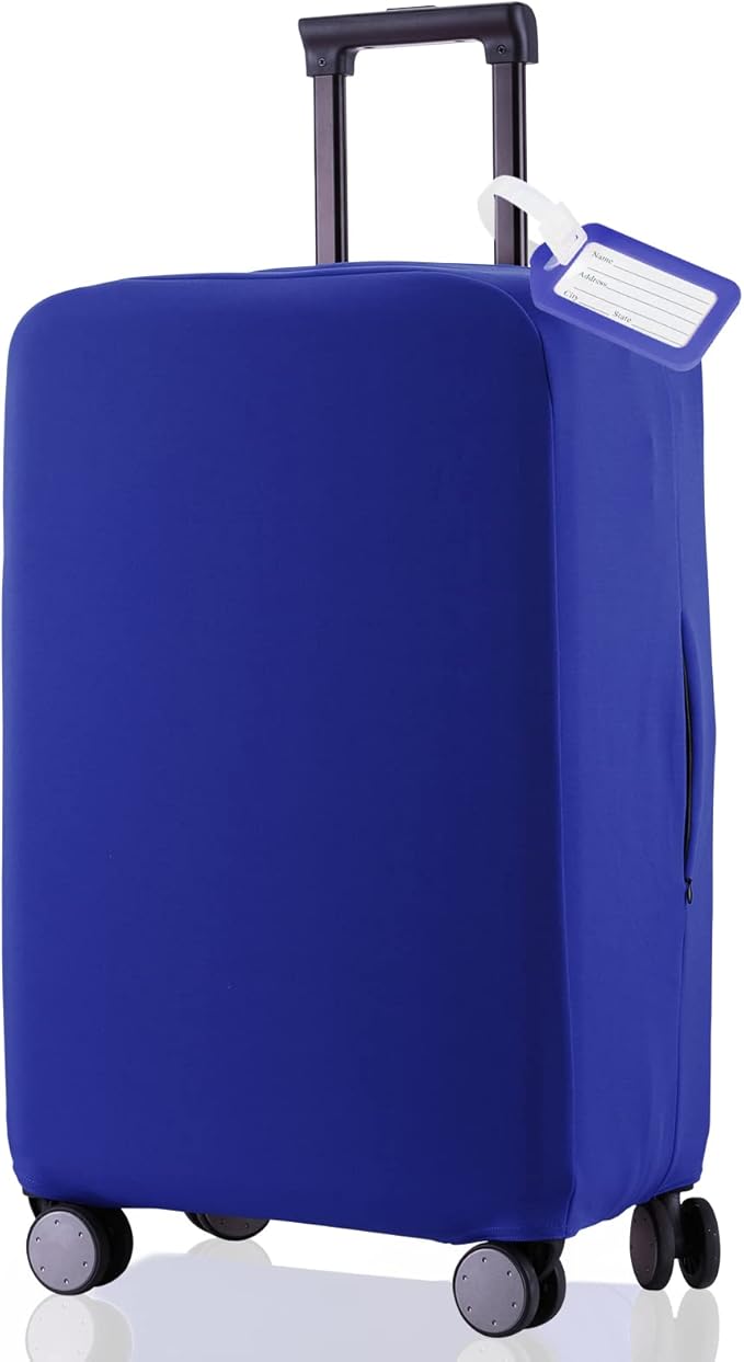 Travel Luggage Cover Suitcase Protector Scratch-Resistant Fit 19-31 Inch Suitcase, Not Included Suitcase (Blue, L(26-27 inch))