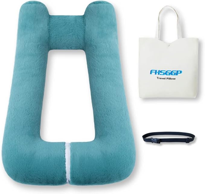 Travel Pillow Upgraded Version of Aircraft Travel Neck Pillow with Storage Bag, Sleep Pillows for Travel by Train, Car, or Plane, Supporting The Head and Body, Travel Pillow for Kids
