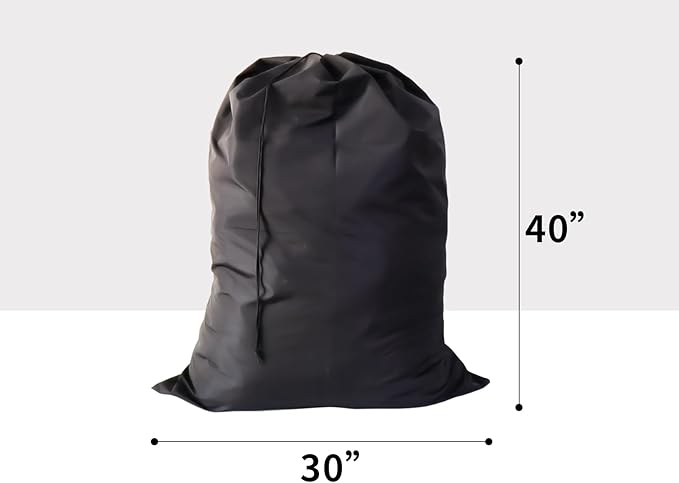 Extra Large Laundry Bag, Black Bags with Drawstring Closure, 30"x40", for college, dorm and apartment dwellers