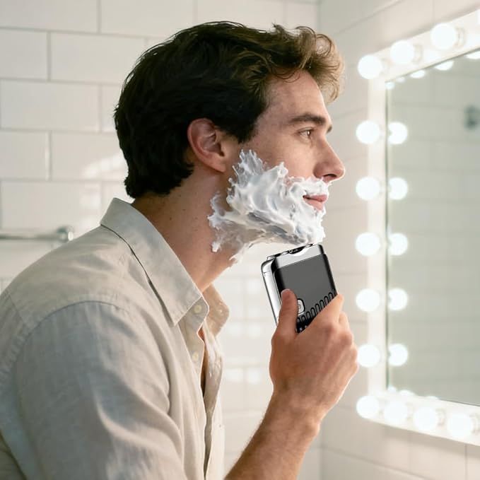 Mini Electric Shaver, Dual Head Waterproof Rechargeable Razor Mini Wet Dry Shaving Razor for Travel Home Use (Orange)