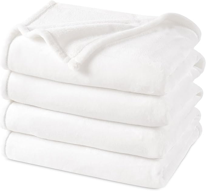 PHF Ultra Soft Fleece Blanket King Size, No Shed No Pilling Luxury Plush Cozy 300GSM Lightweight Blanket for Bed, Couch, Chair, Sofa Suitable for All Season, 108" x 90", White