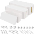 Chouky Cable Organizer Box Set of Three, Power Cover Cord Holder Surge Protector for Desk (White)