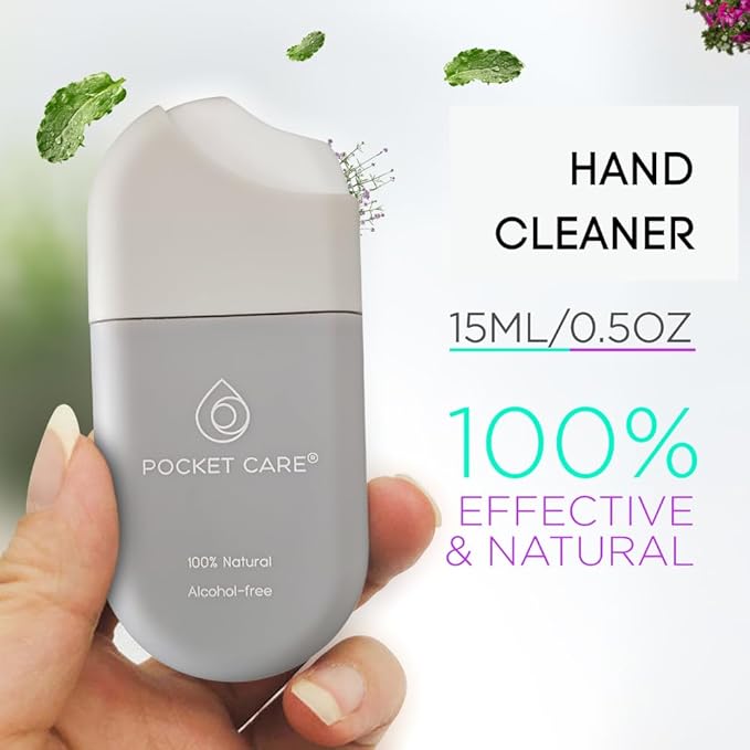 POCKET CARE | 3 Pack Unscented Hand Moisturizing cleanser Spray .50 Fl OZ each bottle - natural moisturizing | Organic | Travel Size - Travel Accessories