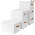 Storage Bins with Lids - Large Fabric Closet Bins with Lid, 6 Pack Clothes Organizers and Storage, Collapsible Stackable Cube Basket for Home, Office, Dorm, White