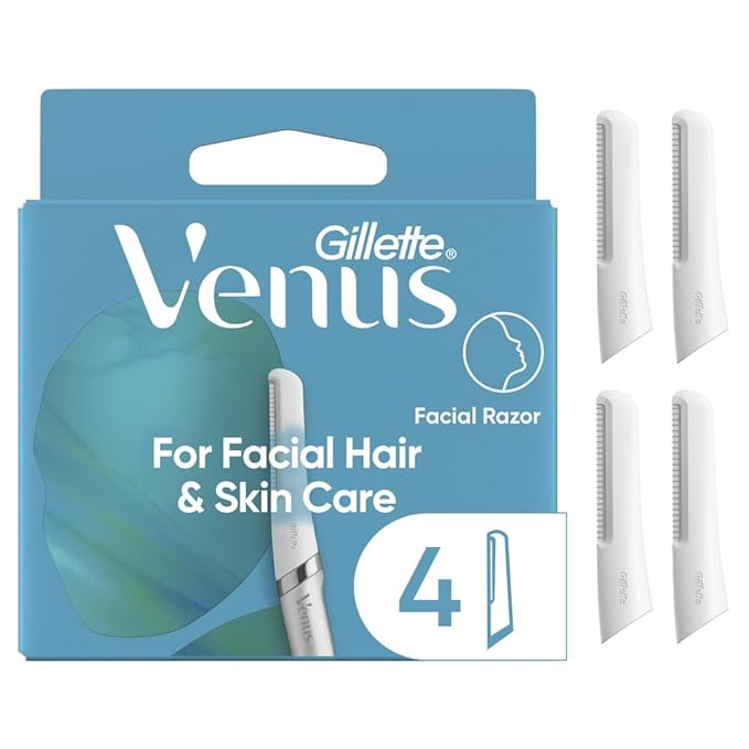 Gillette Venus Facial Razor Refills, Dermaplaning Exfoliating Replacement Blades, 4-Count