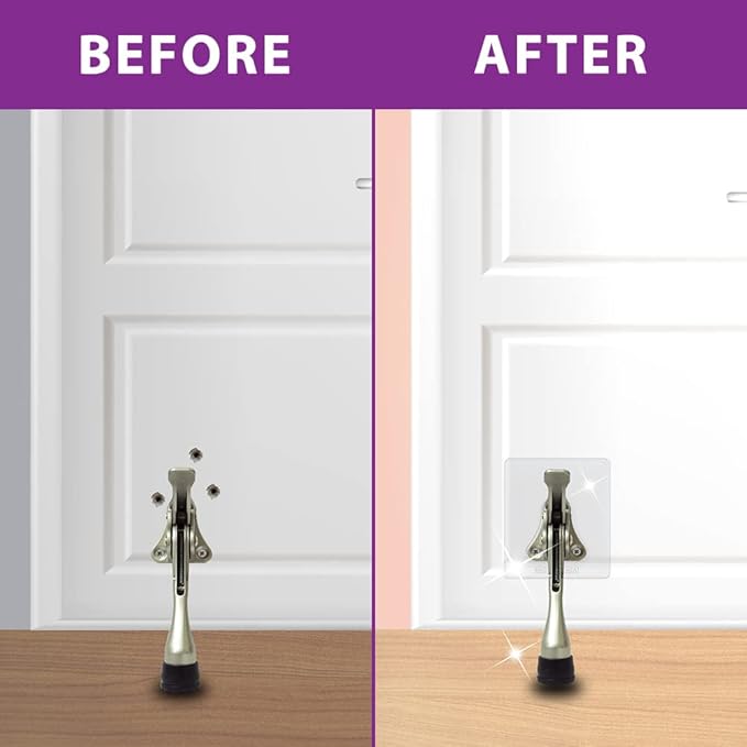 Door Stopper with Adhesive Bracket Stickers, No Drilling or Tools Needed, Available for All Doors, Door Holder, Heavy Door Stop, KickDown Door Stoppers, Bottom of Door by HASHI (White/Bracket 2pack)