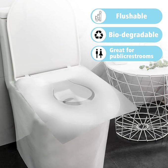 XL 100PCS Toilet Seat Covers Disposable - Flushable Paper Toilet Seat Cover is Travel Accessories, Travel Essentials for Public Restrooms, Airplane, Campin