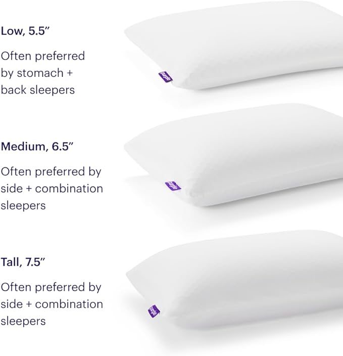 Purple Harmony Pillow - King Medium, Greatest Pillow Ever Invented, 360º Hex Grid & Talalay Latex Core - No Pressure Support, Stays Cool, Luxurious Comfort