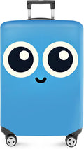 ANNA QUEEN Cute Smiley Face Luggage Cover, Blue Cartoon Suitcase Protector with Big Eyes Design, Stretchable, Washable Travel Cover for 20-22 Inch Luggage