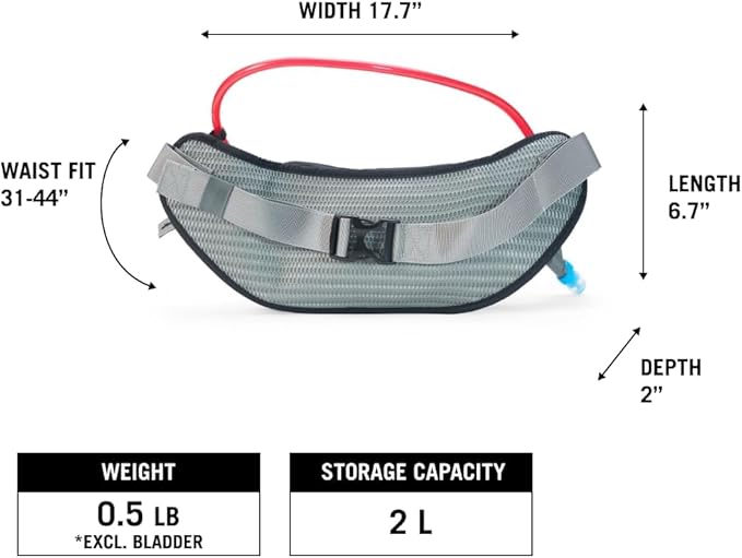 USWE Zulo Hydration Hip Pack - with Organizer and Side Pockets, Bounce Free Hip Belt (Crazy Yellow, 2L)