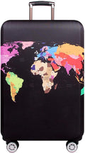 MosaiRudo Thicker Luggage Cover Elastic Suitcase Cover Protector Fits 18-32 Inch Suitcase Travel Accessories (World Map, XL)