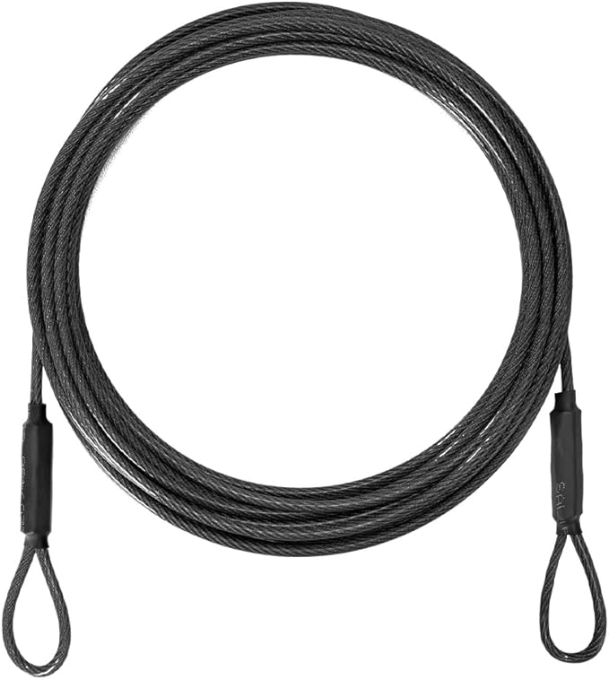 3.3mm (1/8 Inch) Outdoor Travel Stainless Steel Security Cable-30ft Luggage Lock Safety Wire Flexible Steel Wire Rope with Double Loop Safety for Luggage, Bike, Lock(Black, 30ft-(1Pack)