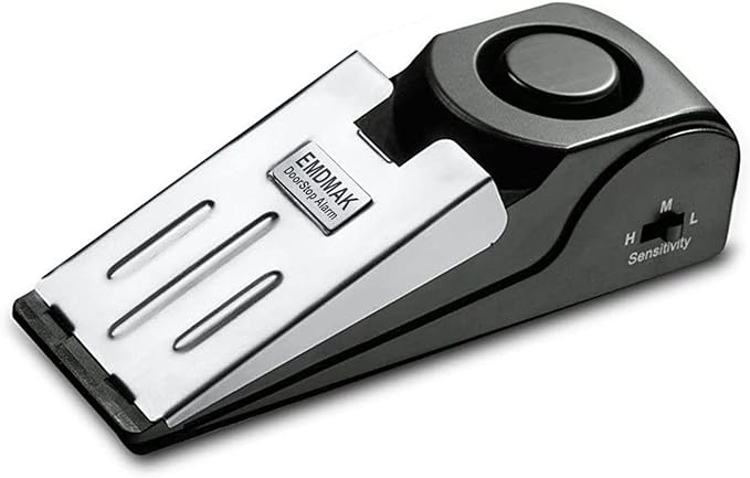 EMDMAK Door Stop Alarm with 120DB Siren Door Stop for Home & Travel (Black) (Pack of 1)