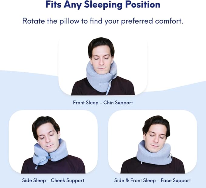 C CUSHION LAB Travel Pillow, Award-Winning Patented Ergonomic Design for Chin & Neck Support Memory Foam Neck Pillow, Compact Airplane Pillow for Traveling, Flight, Car (Spark, Large)