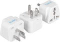 Ceptics Europe to US plug adapter, Type B USA Plug adapter compatible with plugs from Europe, India, and other countries - India to USA plug adapter is CE Certified & RoHS Compliant, White, 3 Pack