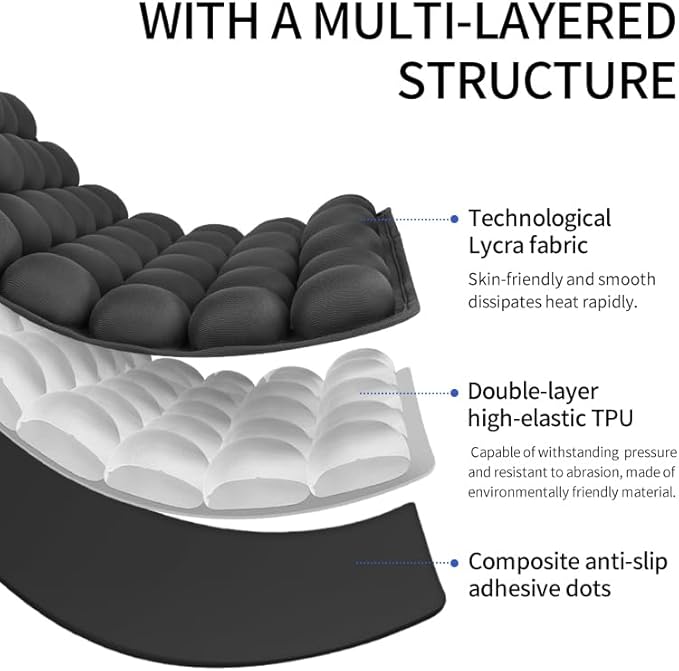 Sondor Travel Cushion Inflatable Seat Cushionair Cushion Inflatable Chair Air Seat Car Portable Breathable Comfort,Pain Pressure Relief Camping Ideal for Daily Use Prolonged Sitting (Black)