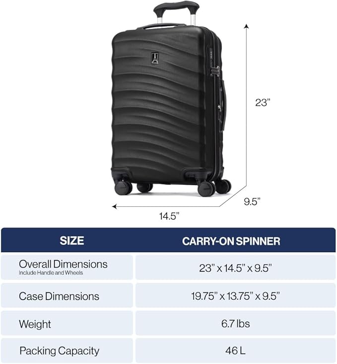 Travelpro Maxlite Air V2 Hardside Expandable Carry on Luggage, 8 Spinner Wheels, Lightweight Hard Shell Suitcase, TSA lock, Black, Carry On 21-Inch