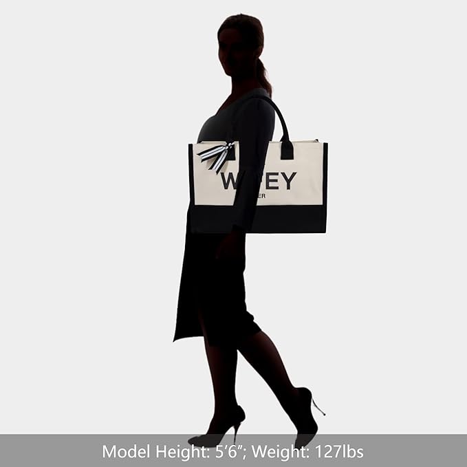 TOPDesign Embroidery Canvas Tote Bag for Women, Gifts for Wife from Husband, Personalized Anniversary Wife's Birthday or Valentine's Day Present, Ideal for Wedding, Beach, Holiday