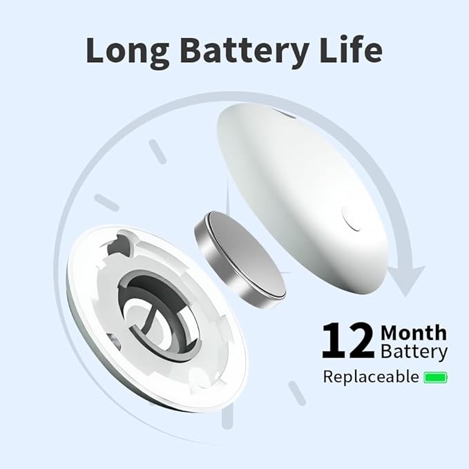 Smart Tag Tracker Works with Apple Find My, IP65 Waterproof and Replaceable Battery, Bluetooth Tracker Item Locator for Key Pet Wallet Backpack Luggage, 1 Pack, White (Not for Android or Huawei)