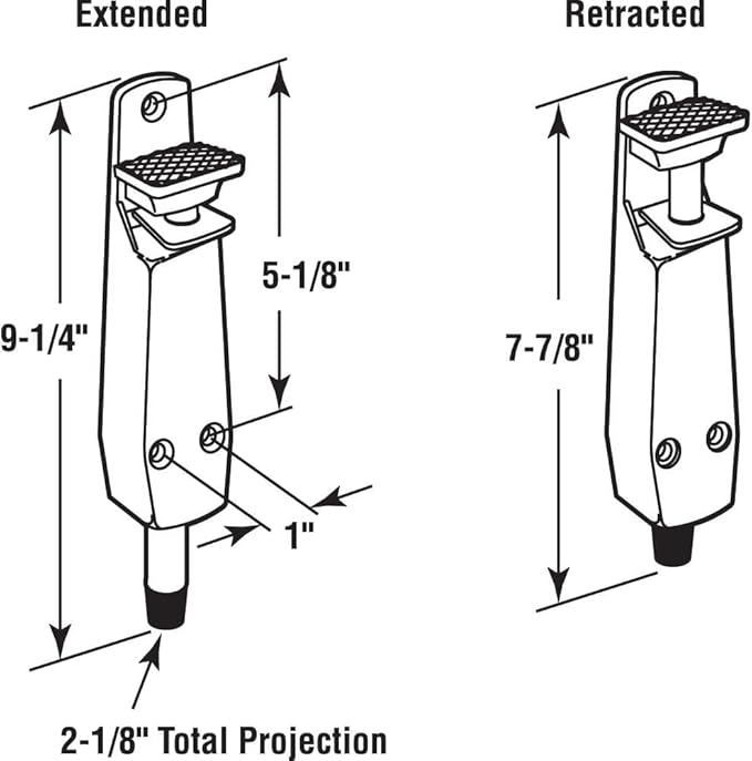 Pacific Doorware Heavy Duty Spring Loaded Step Down Push On Door Holder/Stopper (2, Aluminum)