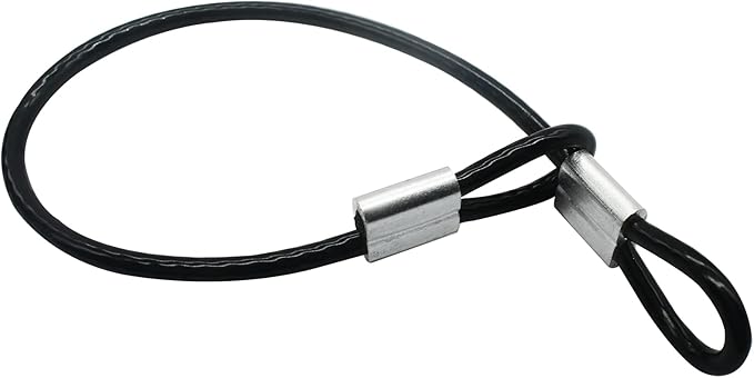 5 Pcs 5mm Wire 48 inch Vinyl Coated Stainless Steel Cable with Loops Short Wire Rope Lanyard Lock Security Chain Link for Outdoor Gates, Black(5mm x 48inch)